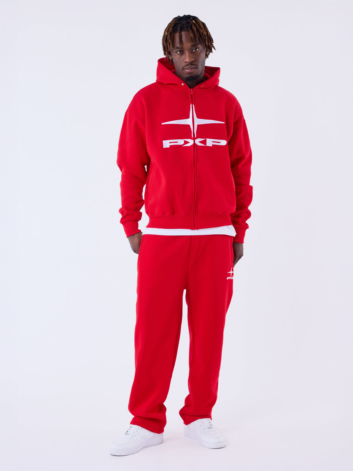 Red Essentials Full-Zip Hoodie