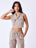 Taupe Suit Vest Top