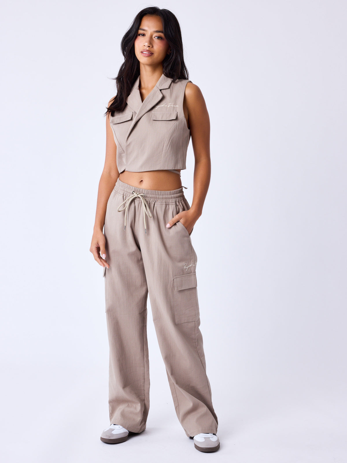 Taupe Suit Vest Top