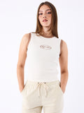 Ecru Ribbed Sleeveless Top