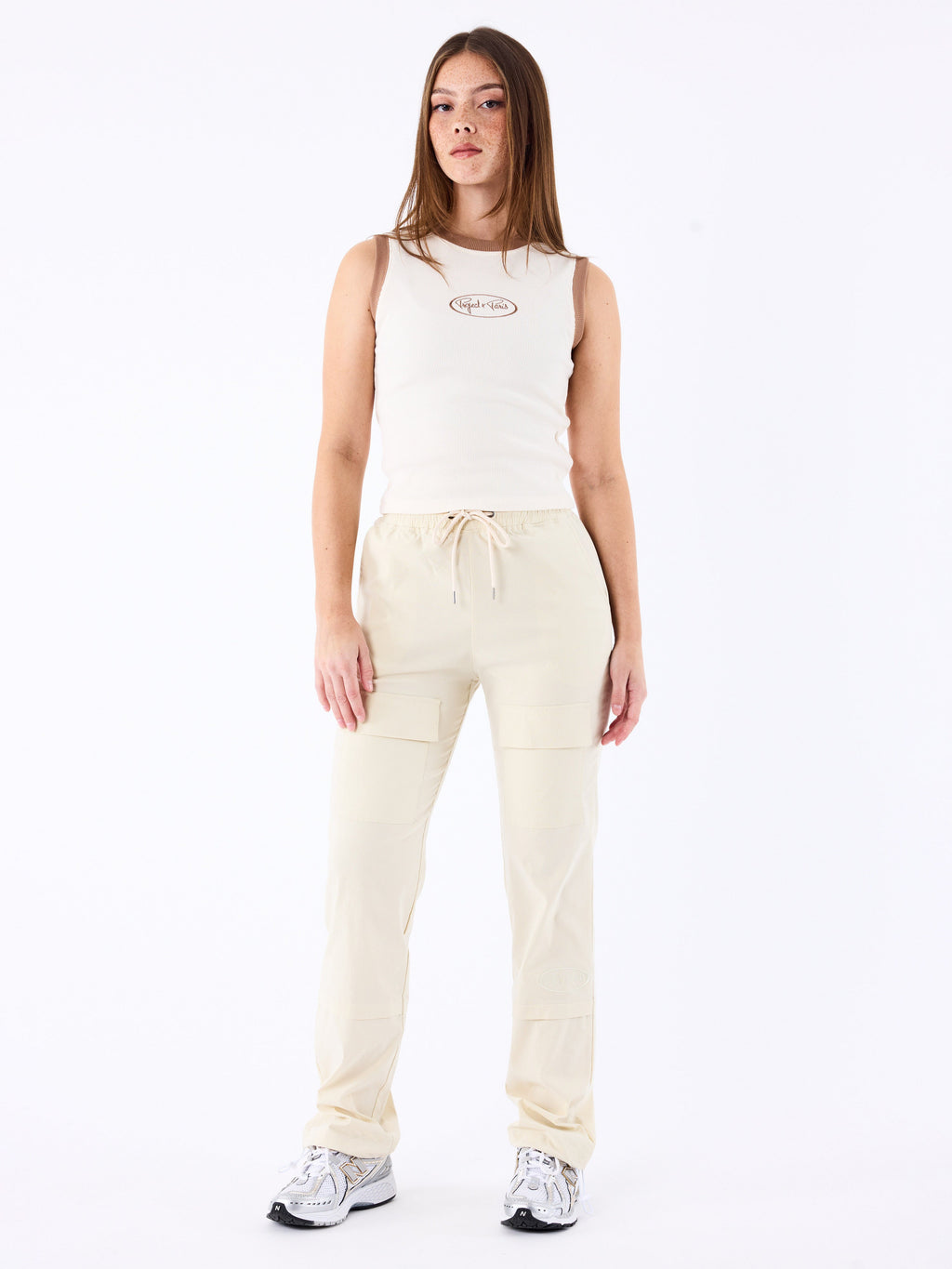 Ecru Ribbed Sleeveless Top
