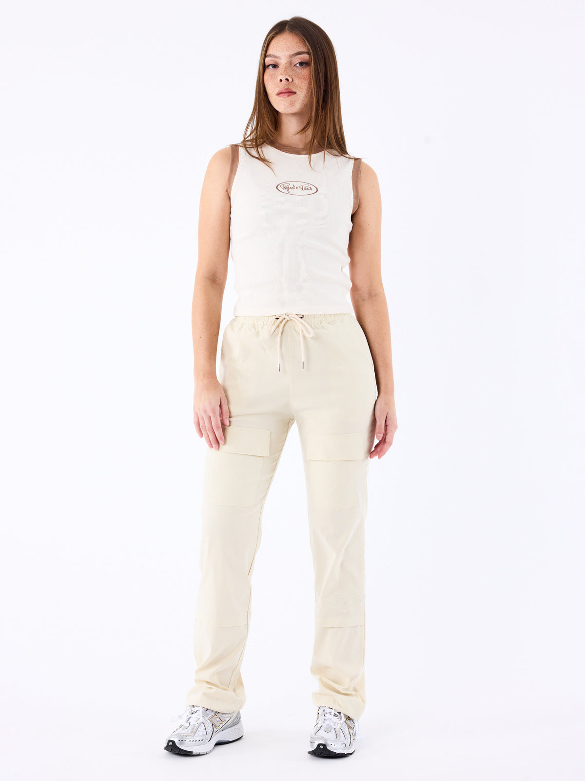 Ecru Ribbed Sleeveless Top