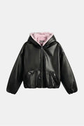 Leather Jacket with Fur Trim