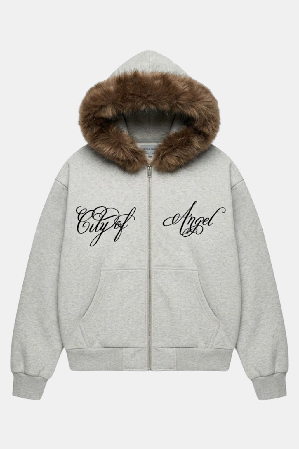 Faux Fur Jacket with Calligraphy