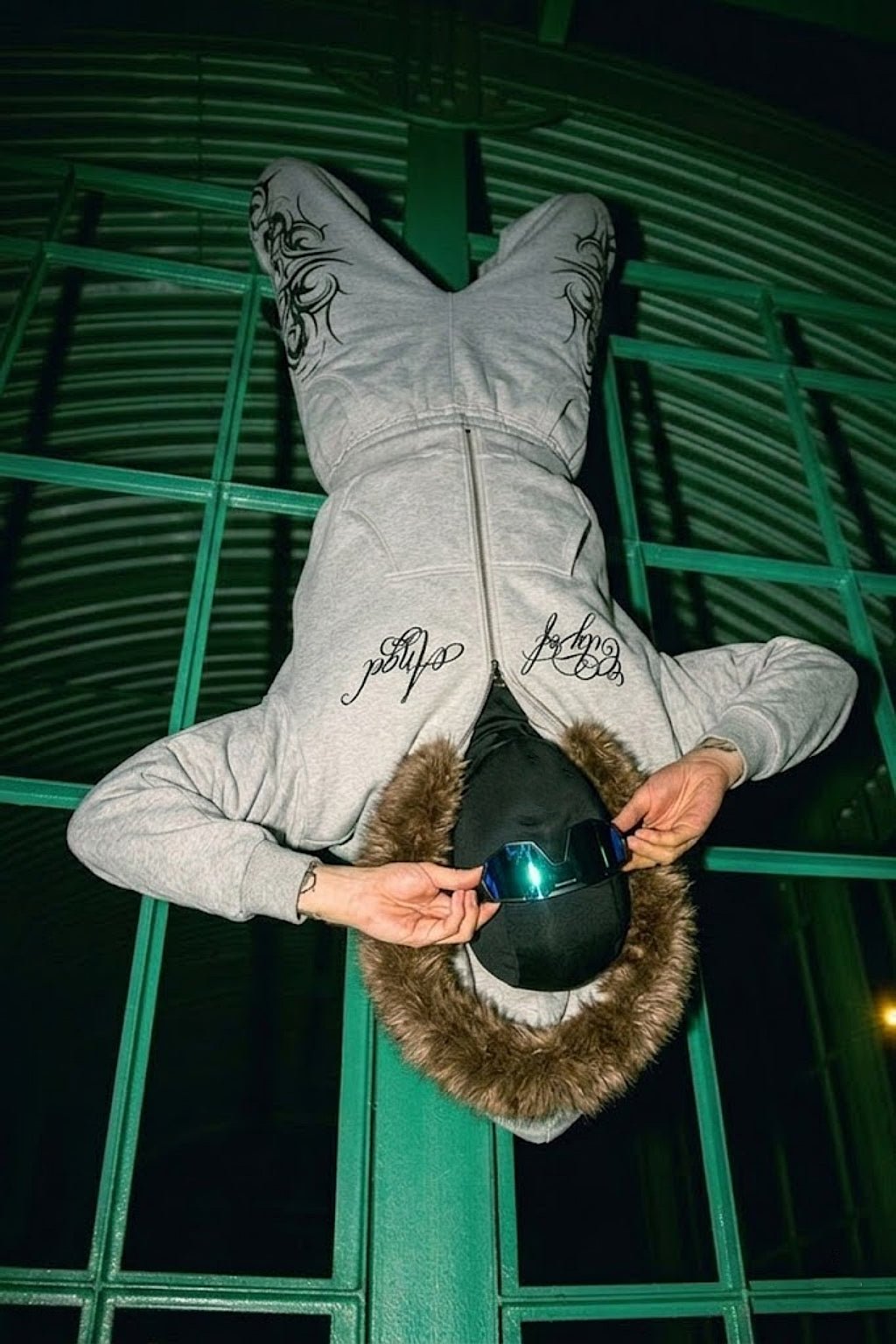 Faux Fur Jacket with Calligraphy