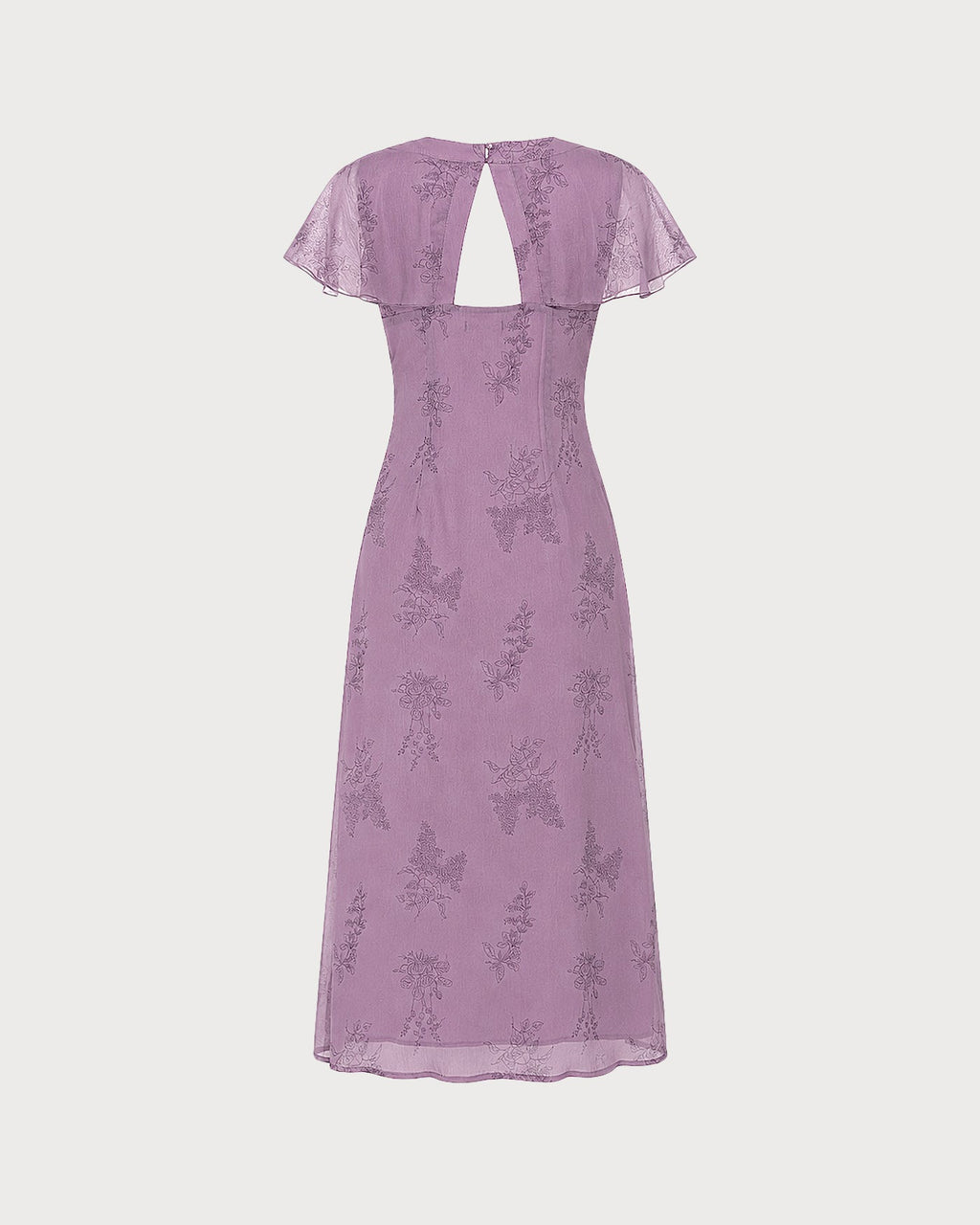 Alba | Vestido Midi Floral Malva Mujer Escote V Manga Mariposa