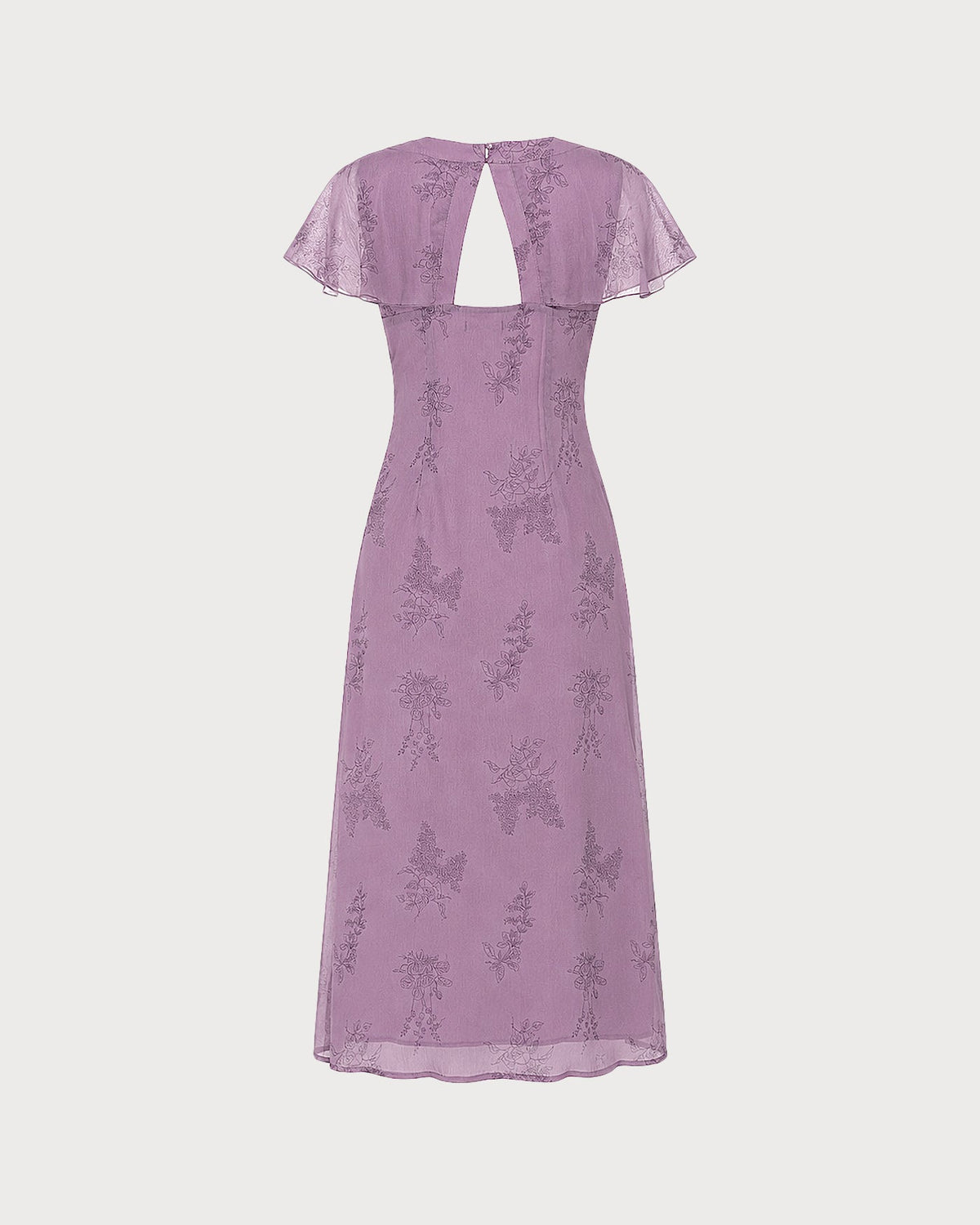 Alba | Vestido Midi Floral Malva Mujer Escote V Manga Mariposa